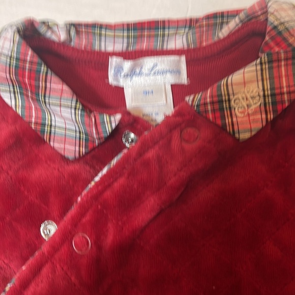 Ralph Lauren Baby Bunting w Tartan Plain Collar & Lining Size 9 Months - Picture 2 of 4